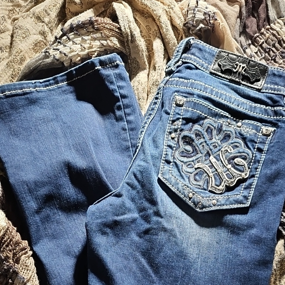 Miss Me Denim Boot Cut Jeans with Silver Accents